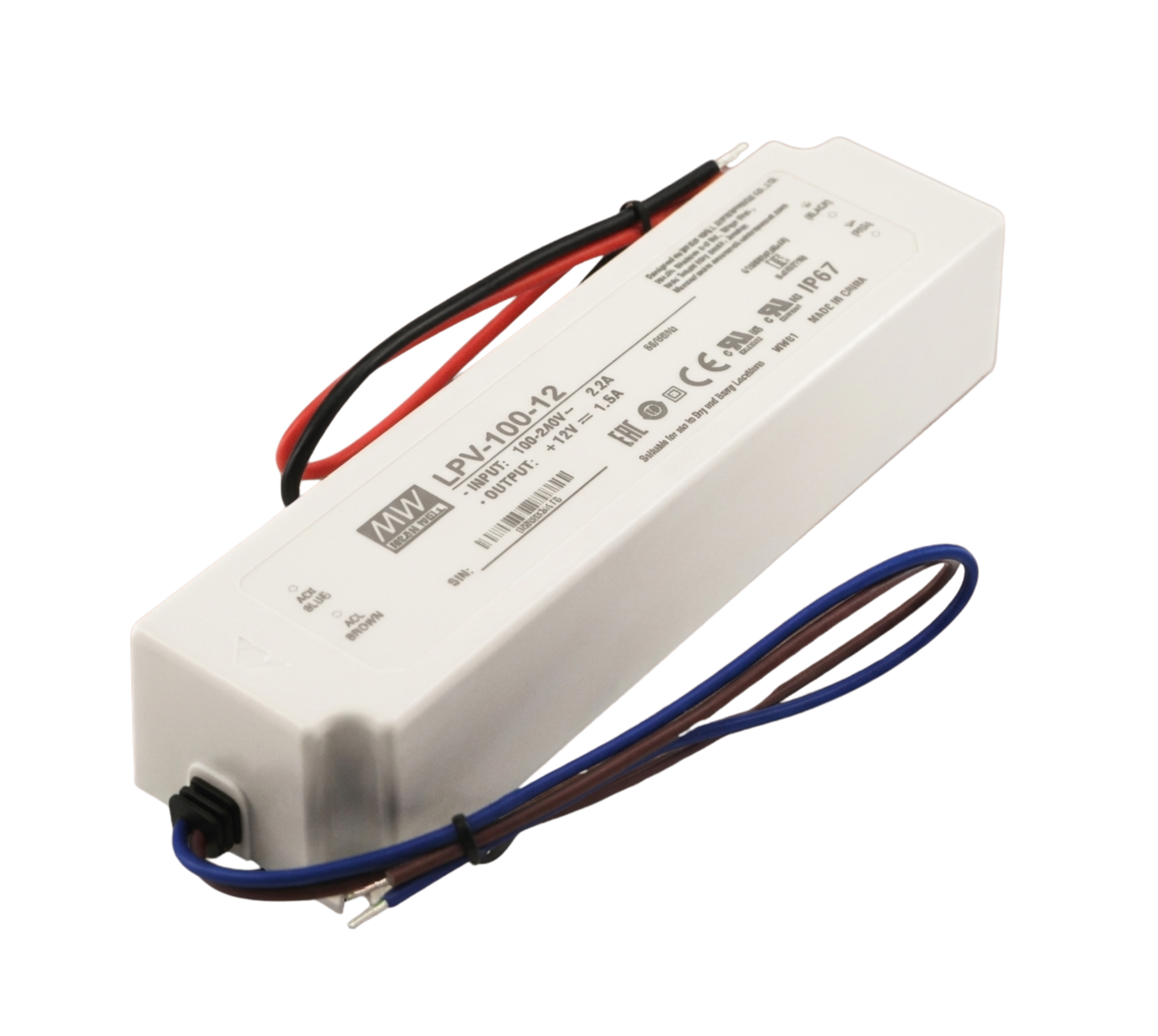 meanwell lpv 100 12 100w 8,5a 12v plastic slim waterproof, led driver for led strip light